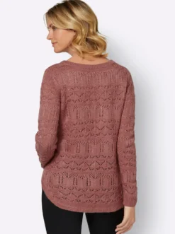 Ajourpullover mit abgerundetem Saum