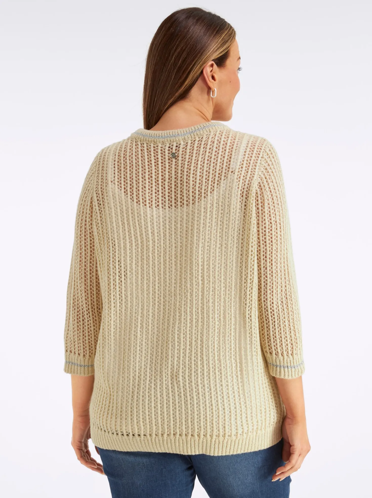 Ajourpullover mit Glitzergarn