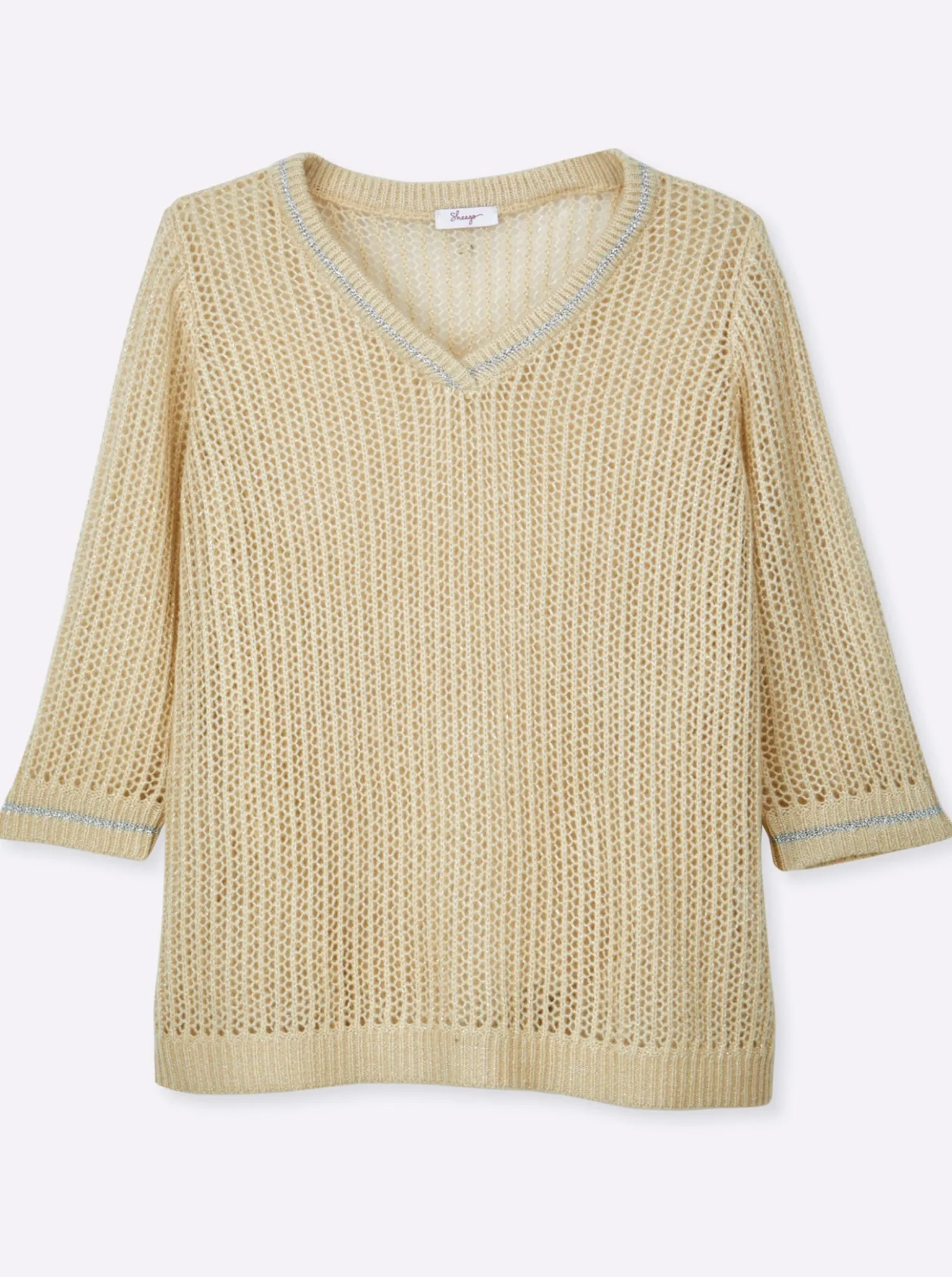 Ajourpullover mit Glitzergarn