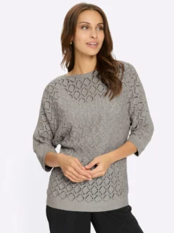 Ajourpullover mit Glitzersteinchen