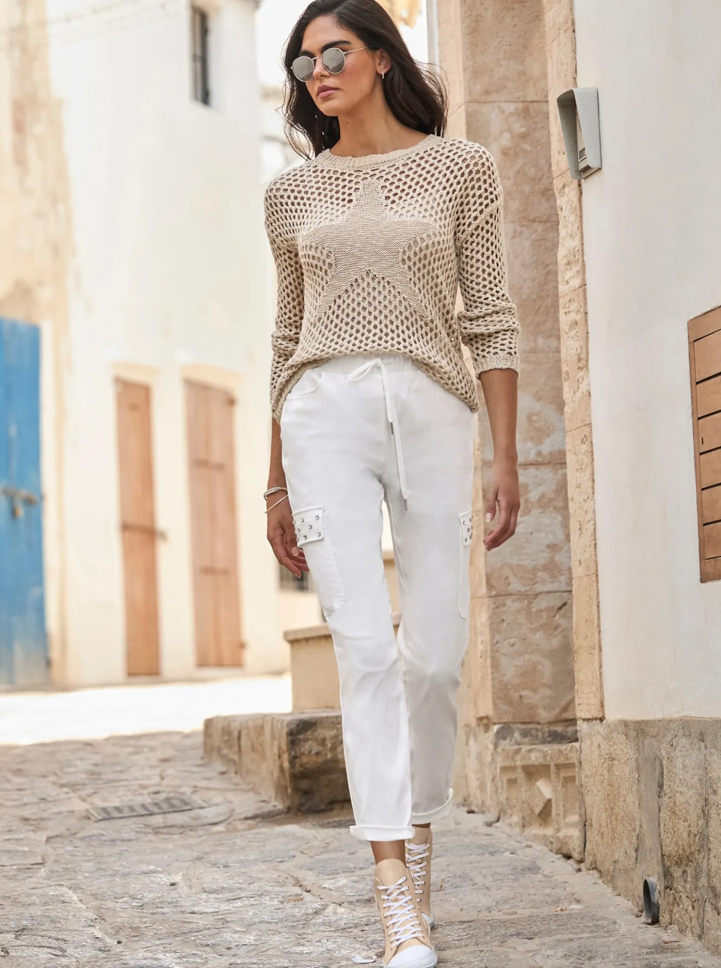 Ajourpullover mit Stern-Motiv