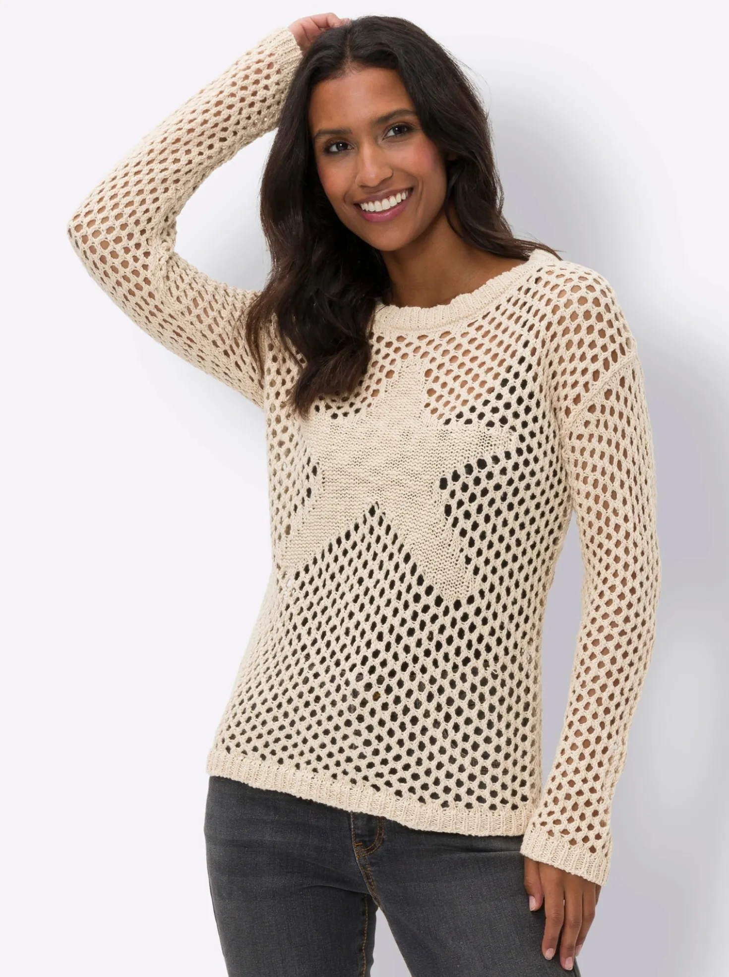 Ajourpullover mit Stern-Motiv