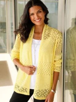 Ajourstrickjacke in langer, offener Form