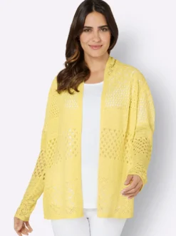 Ajourstrickjacke in langer, offener Form