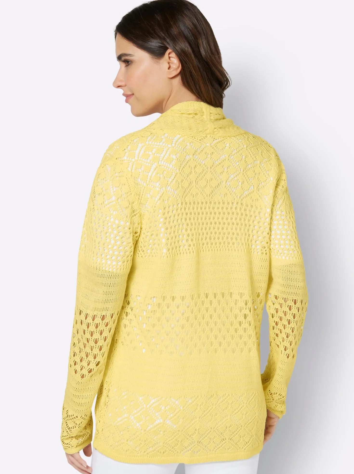 Ajourstrickjacke in langer, offener Form