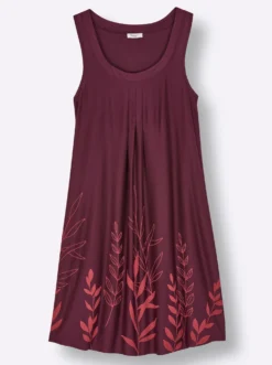 A-Linien-Kleid mit Blätterprint am Saum