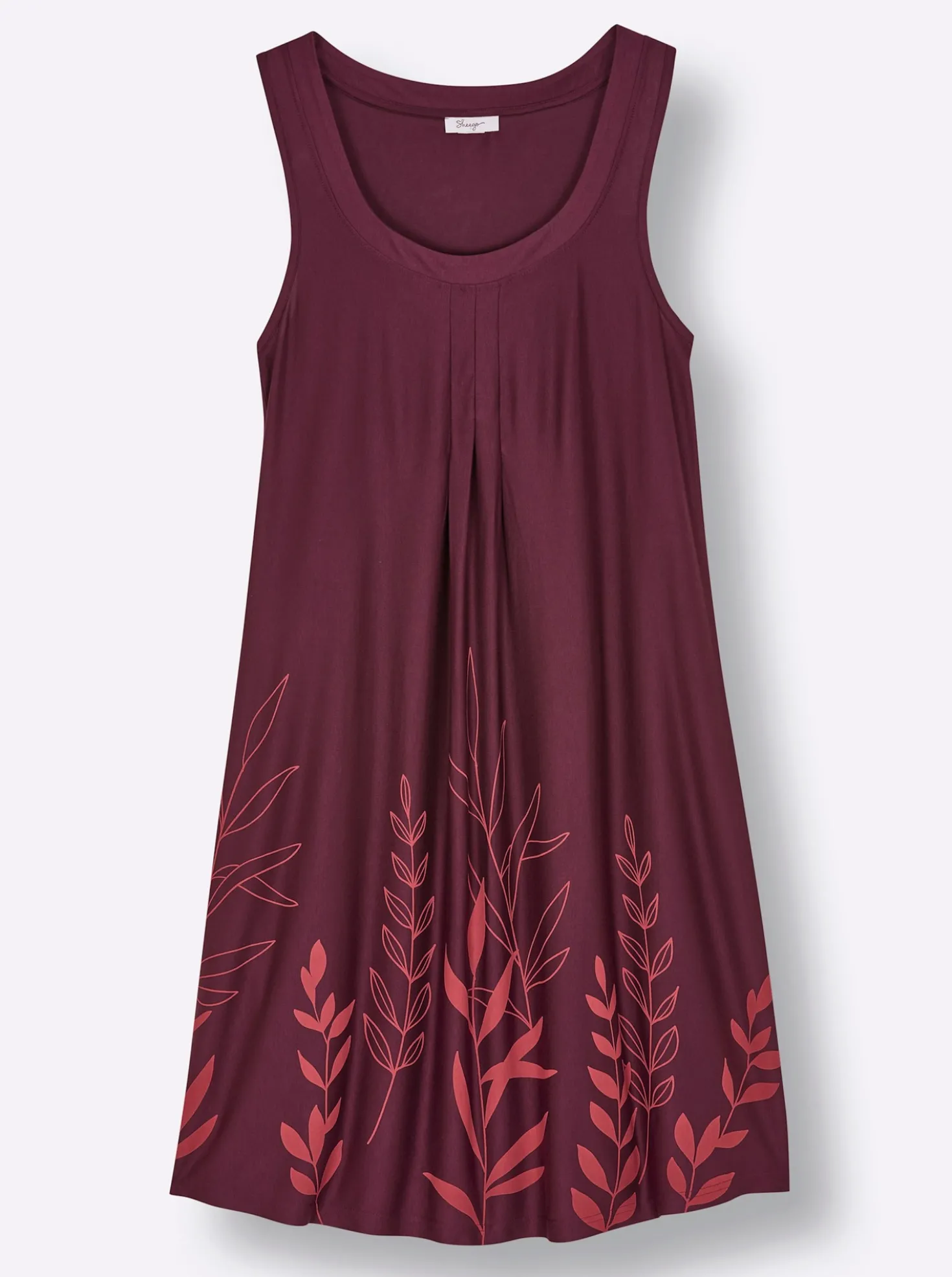 A-Linien-Kleid mit Blätterprint am Saum