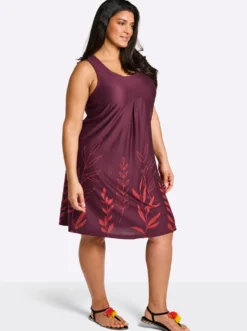 A-Linien-Kleid mit Blätterprint am Saum