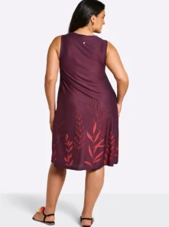 A-Linien-Kleid mit Blätterprint am Saum