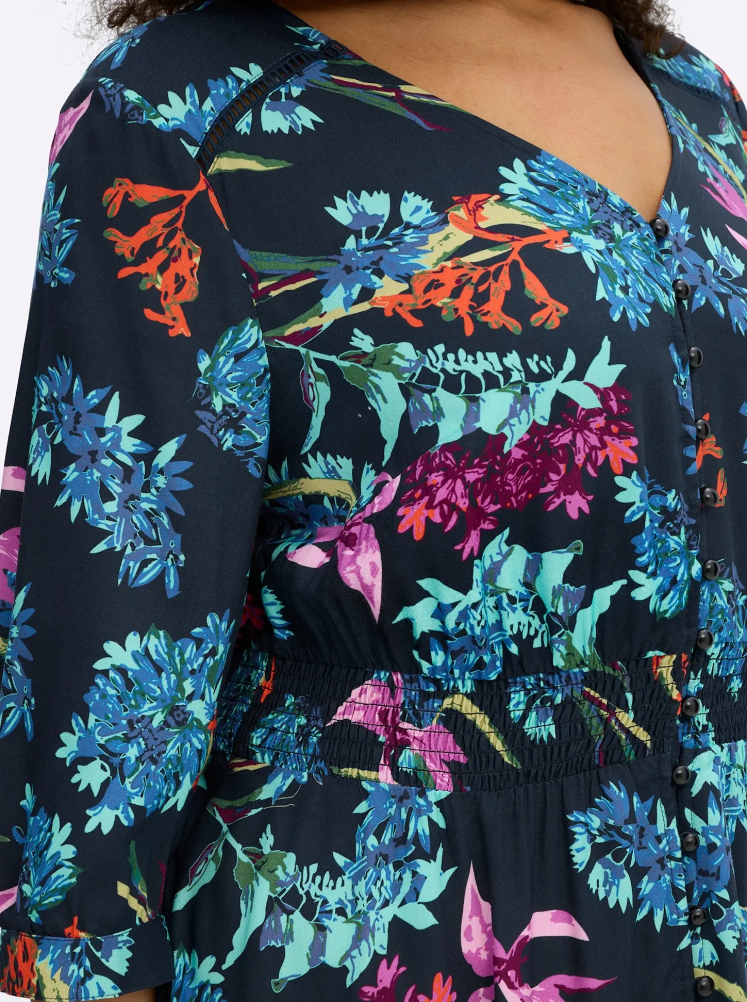 A-Linien-Kleid mit buntem Blumenprint