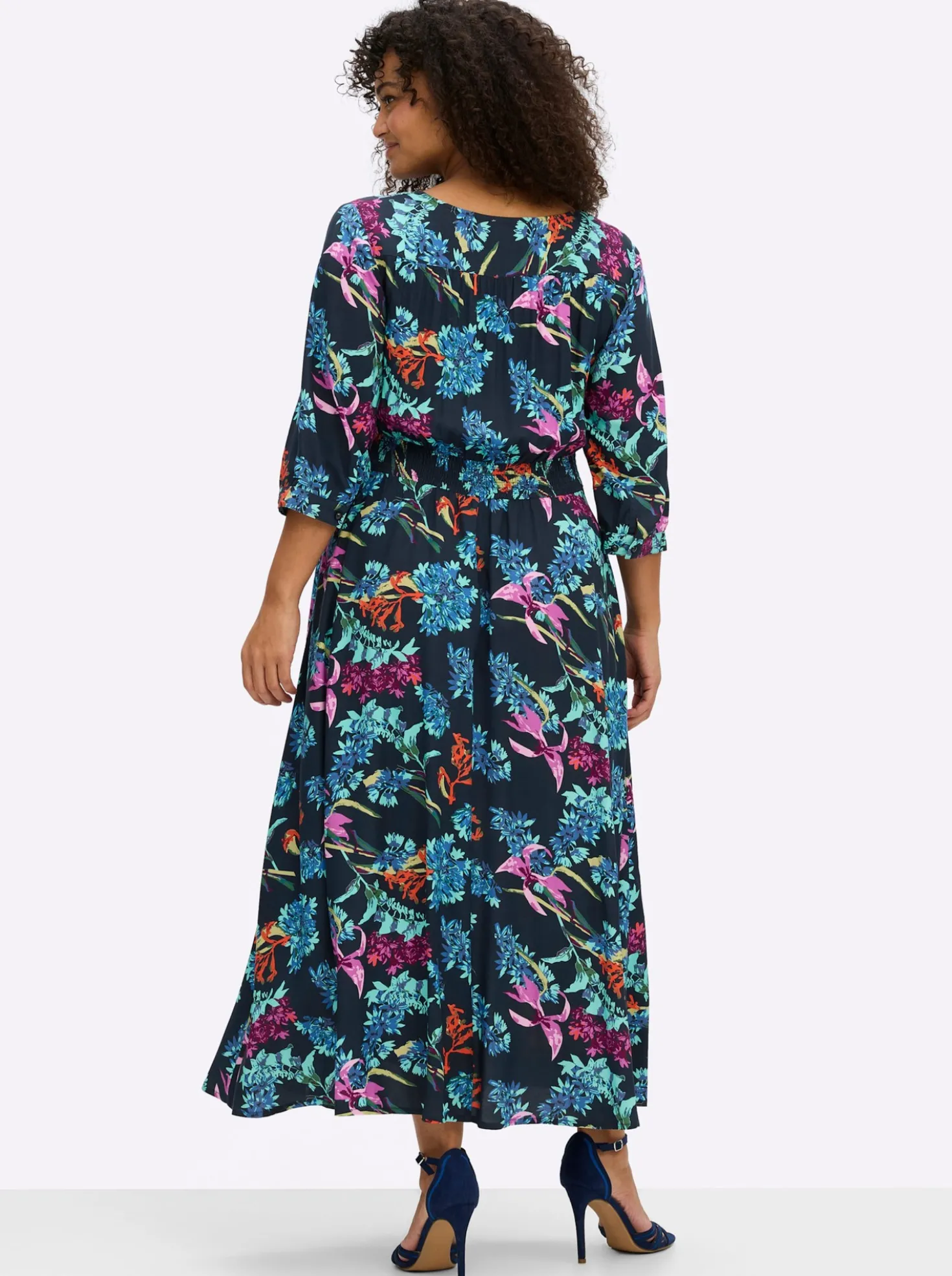 A-Linien-Kleid mit buntem Blumenprint