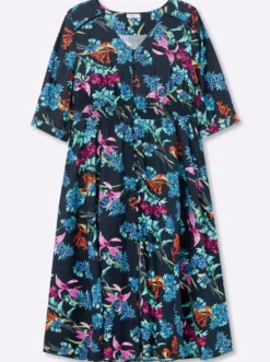 A-Linien-Kleid mit buntem Blumenprint