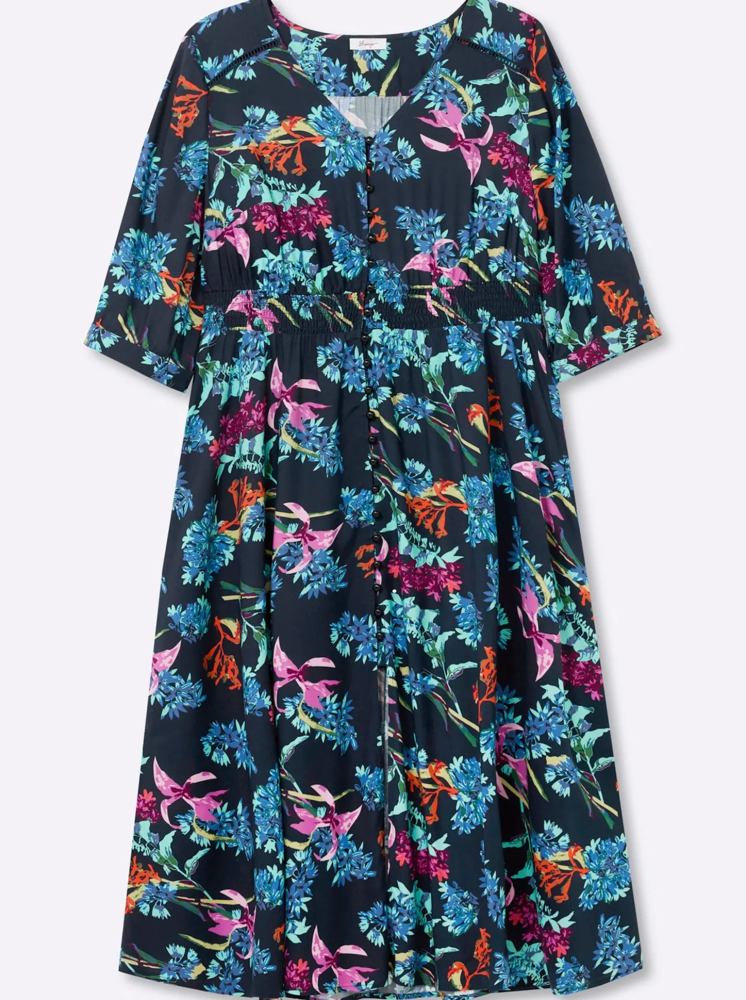 A-Linien-Kleid mit buntem Blumenprint