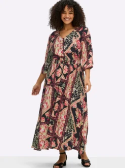 A-Linien-Kleid mit Muster im Patchwork-Stil