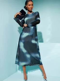 A-Linien-Kleid mit transparenten Ärmeln