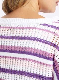 3/4-Arm-Pullover im Ajour-Strick