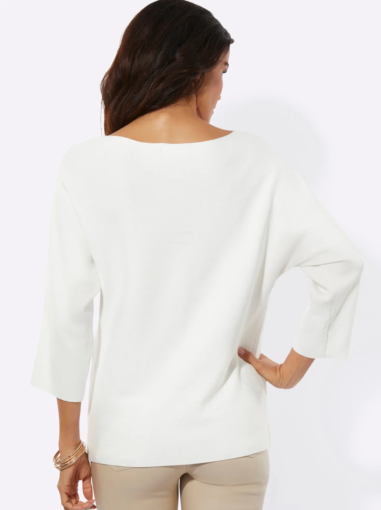 3/4-Arm-Pullover mit Fledermaus-Ärmeln