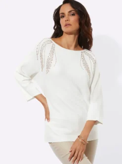 3/4-Arm-Pullover mit Fledermaus-Ärmeln