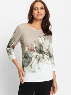 3/4-Arm-Pullover mit Glitzersteinchen