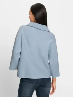 3/4-Arm-Pullover mit halsfernem Rollkragen