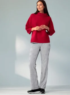 3/4-Arm-Pullover mit halsfernem Rollkragen