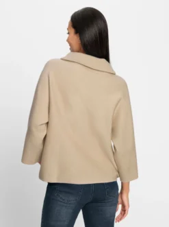 3/4-Arm-Pullover mit halsfernem Rollkragen