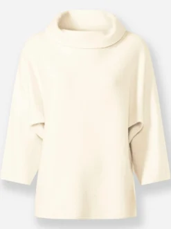 3/4-Arm-Pullover mit halsfernem Rollkragen