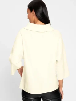 3/4-Arm-Pullover mit halsfernem Rollkragen