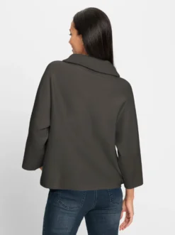 3/4-Arm-Pullover mit halsfernem Rollkragen