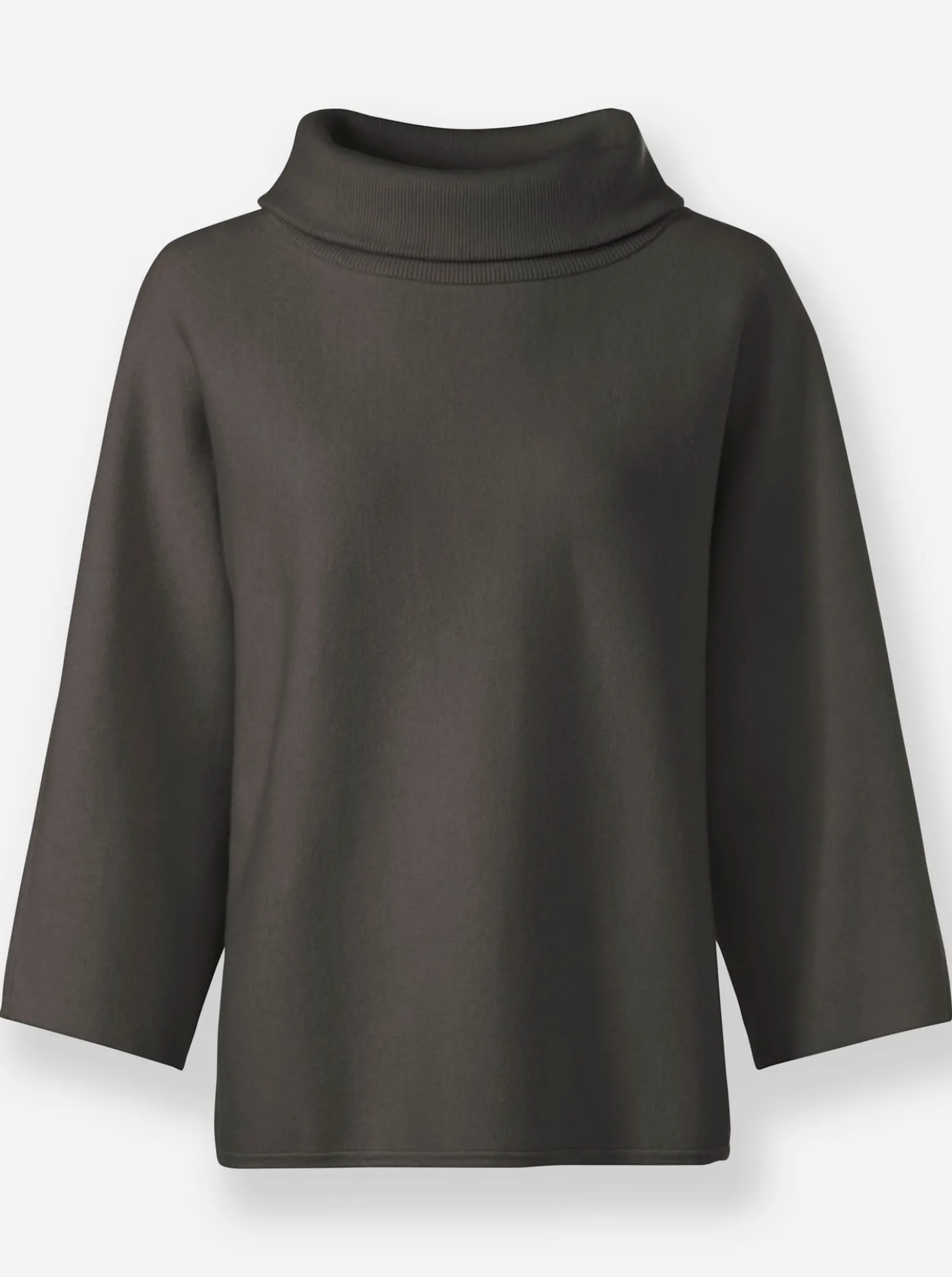 3/4-Arm-Pullover mit halsfernem Rollkragen