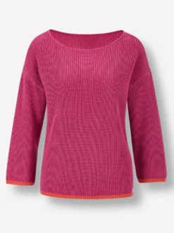 3/4-Arm-Pullover mit Kontrastkanten