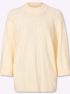 3/4-Arm-Pullover mit Stehkragen