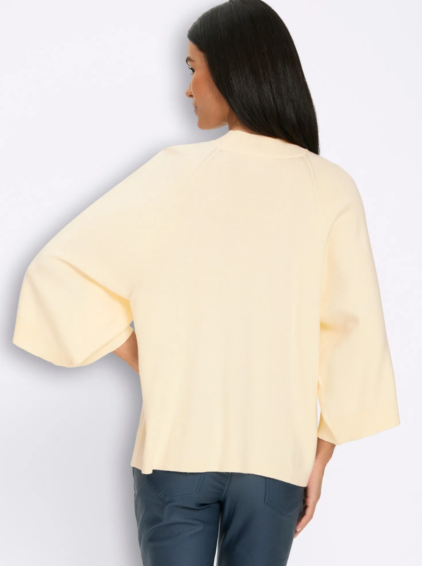3/4-Arm-Pullover mit Stehkragen