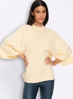 3/4-Arm-Pullover mit Stehkragen
