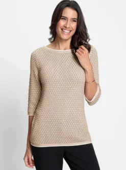 3/4-Arm-Pullover mit Strukturmuster