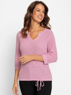3/4-Arm-Pullover mit Tunnelzug im Saum