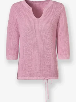 3/4-Arm-Pullover mit Tunnelzug im Saum