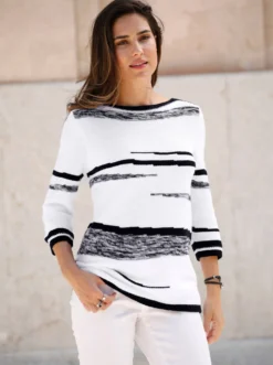 3/4-Arm-Pullover mit U-Boot-Ausschnitt