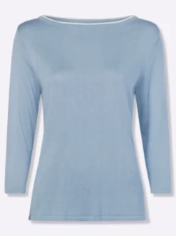 3/4-Arm-Pullover mit U-Boot-Ausschnitt