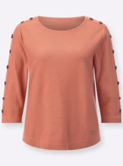 3/4-Arm-Pullover mit Zierknopf-Detail