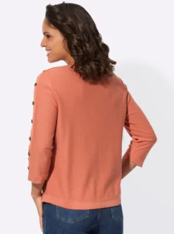 3/4-Arm-Pullover mit Zierknopf-Detail