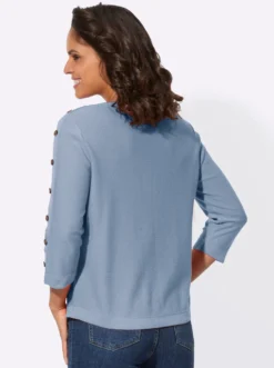 3/4-Arm-Pullover mit Zierknopf-Detail