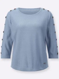 3/4-Arm-Pullover mit Zierknopf-Detail