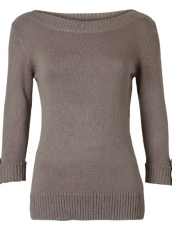 3/4-Arm-Pullover mit Zierriegel am Ärmel