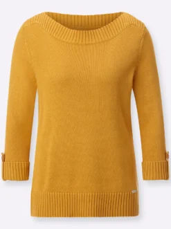 3/4-Arm-Pullover mit Zierriegel am Ärmel