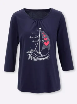 3/4-Arm-Shirt aus reiner Baumwolle
