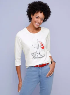 3/4-Arm-Shirt aus reiner Baumwolle