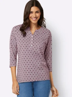 3/4-Arm-Shirt aus reiner Baumwolle, bedruckt