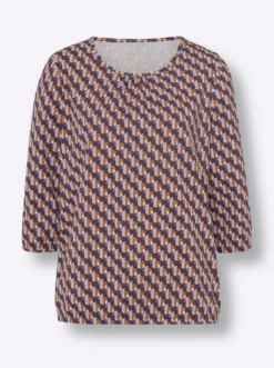 3/4-Arm-Shirt im grafischen Muster