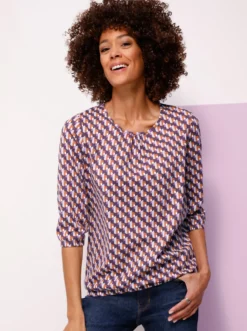 3/4-Arm-Shirt im grafischen Muster